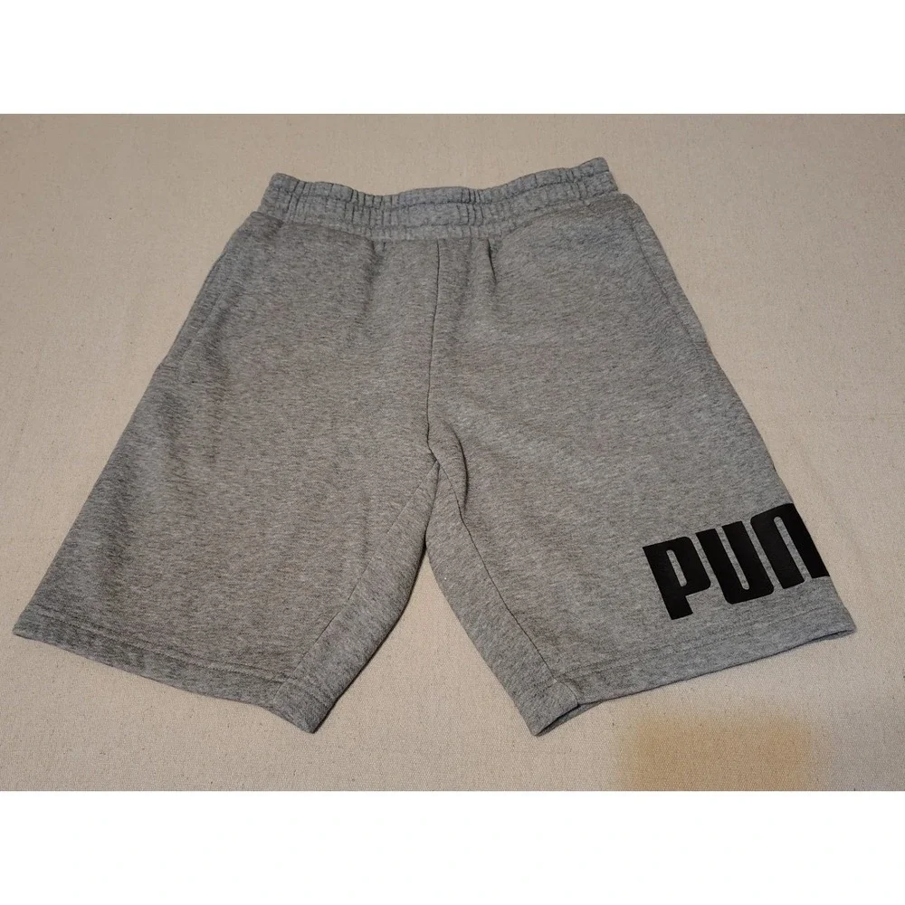 Puma Athletic Shorts Fleece Heavy Gray Big Logo Athletic Casual Size Small‎ 7